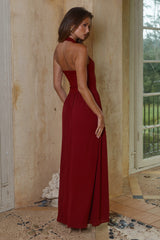 ABIGAIL SQUARE NECK MAXI DRESS - CHERRY