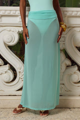 AGENTA RUCHED WAIST MAXI SKIRT - SEA FOAM