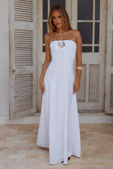 AIYA STRAPLESS KEYHOLE MAXI DRESS - WHITE