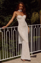 AMANA STRAPLESS SCARF MAXI DRESS - WHITE