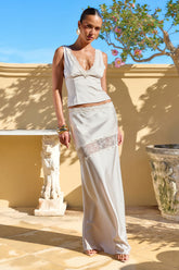 AMARA LACE TRIM MAXI SKIRT - CHAMPAGNE