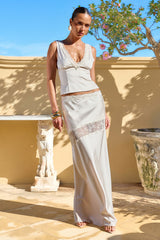 AMARA LACE TRIM MAXI SKIRT - CHAMPAGNE
