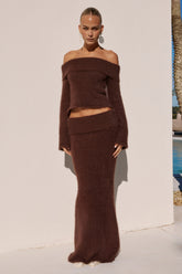 ANNELIESE KNIT MAXI SKIRT - CHOCOLATE