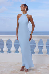 ARABELLE HIGH NECK MAXI DRESS - SKY BLUE
