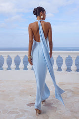 ARABELLE HIGH NECK MAXI DRESS - SKY BLUE