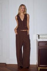 ARLA WIDE LEG PANTS - CHOCOLATE