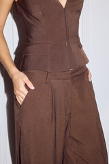 ARLA WIDE LEG PANTS - CHOCOLATE