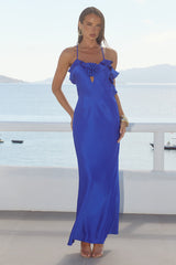 AVALEE FRILL TRIM MAXI DRESS - SAPPHIRE