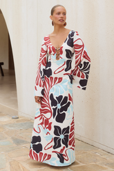 AZURE SCOOP NECK MAXI DRESS - AZURE CREAM