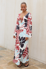 AZURE SCOOP NECK MAXI DRESS - AZURE CREAM
