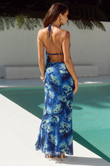 BELINA SIDE SLIT MAXI SKIRT - ELIANA BLUE