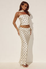 BLAINE LOW WAIST MAXI SKIRT - CREAM/BLACK POLKA