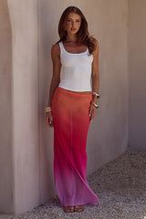 CYRUS LOW WAIST SHEER MAXI SKIRT - TROPICALE OMBRE