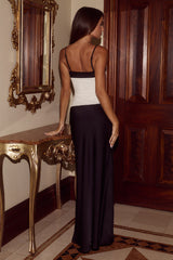 EDWINA LACE BODICE MAXI DRESS - BLACK/CREAM