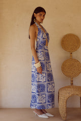 ELKA HALTER MIDI DRESS - HAVANNA NAVY