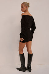 EMILIA SLEEVED KNIT TOP - BLACK