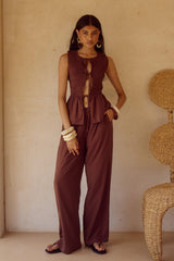 FLEUR PALAZZO PANT - CHOCOLATE