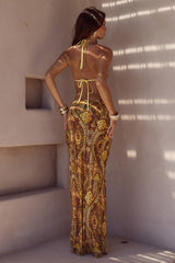 CYRUS LOW WAIST SHEER MAXI SKIRT - MAGNOLIA MANGO