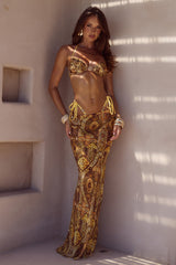 CYRUS LOW WAIST SHEER MAXI SKIRT - MAGNOLIA MANGO