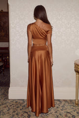 AMADINE PANELLED TRAIN MAXI SKIRT - GINGER