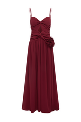 DANIKA SIDE SLIT MAXI DRESS - BERRY
