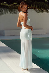 ADELUNA SHEER BOTTOM MAXI SKIRT - SKY BLUE