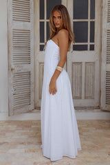 AIYA STRAPLESS KEYHOLE MAXI DRESS - WHITE