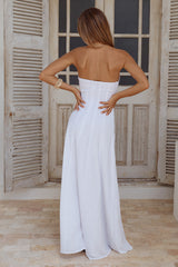 AIYA STRAPLESS KEYHOLE MAXI DRESS - WHITE