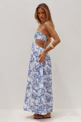 ALETHEA OPEN BACK MIDI DRESS - DAYDREAM BLUE