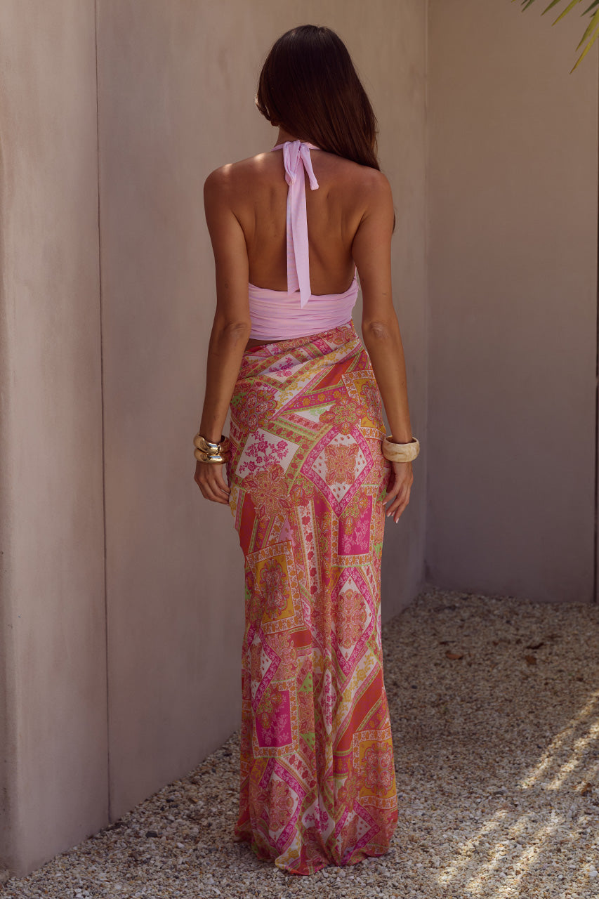 ALEXIS HALTER CUT OUT MAXI DRESS - CAVELLO PEACH
