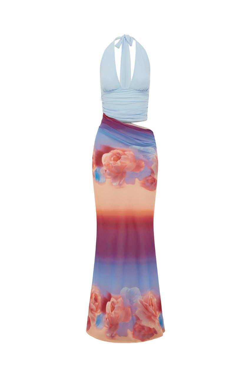 ALEXIS HALTER CUT OUT MAXI DRESS - NADIA PINK OMBRE