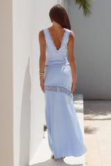 AMARA LACE TRIM MAXI SKIRT - BLUEBELL