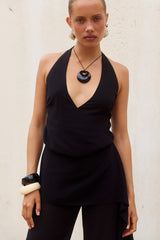 ARIANA HALTER OPEN BACK JUMPSUIT - BLACK