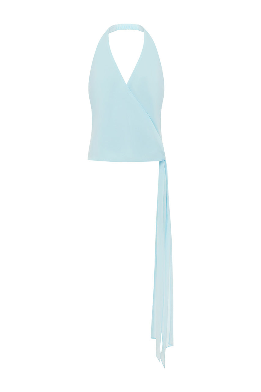 ARLOWE HALTER WRAP TOP - MIST