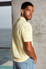 ATLAS SHORT SLEEVE POLO KNIT TOP - LEMON