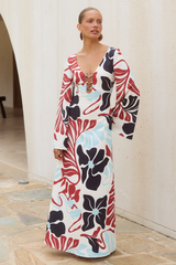 AZURE SCOOP NECK MAXI DRESS - AZURE CREAM