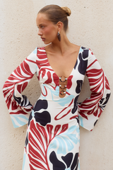 AZURE SCOOP NECK MAXI DRESS - AZURE CREAM