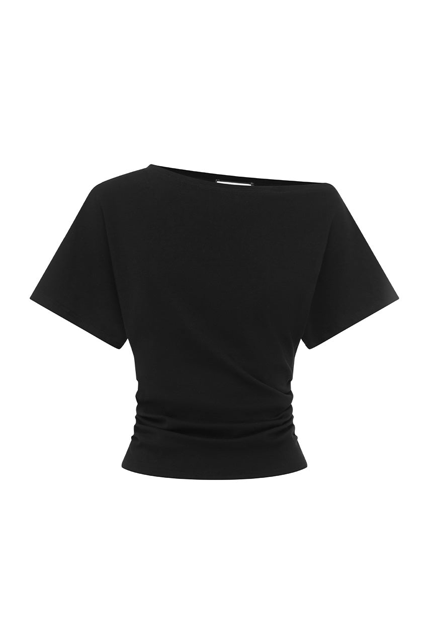 BONNE ONE SHOULDER TOP - BLACK