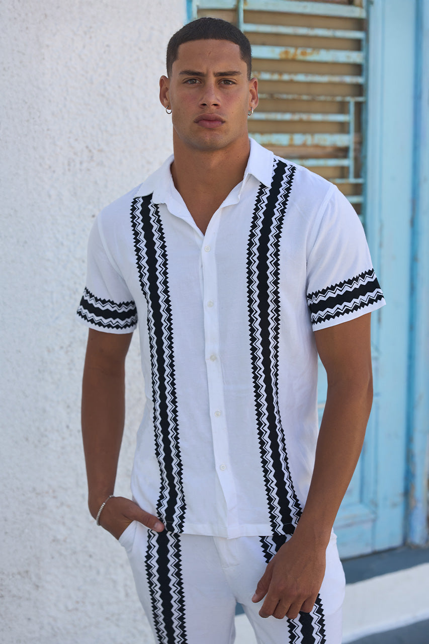 BROOKS SHIRT - WHITE/BLACK