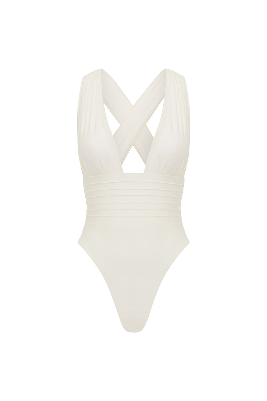 CANNES PLUNGE ONE PIECE SWIMSUIT - IVORY