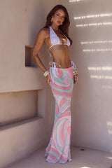 CYRUS LOW WAIST SHEER MAXI SKIRT - CAMINO PINK