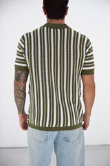 DORIAN SHORT SLEEVE SHIRT - KHAKI/WHITE