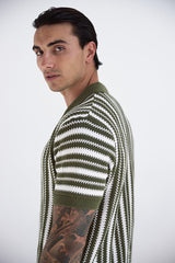 DORIAN SHORT SLEEVE SHIRT - KHAKI/WHITE