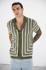 DORIAN SHORT SLEEVE SHIRT - KHAKI/WHITE