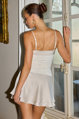 EDWINA LACE BODICE MINI DRESS - SHELL/CREAM