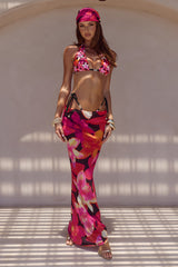 CYRUS LOW WAIST SHEER MAXI SKIRT - SKYE BLACK