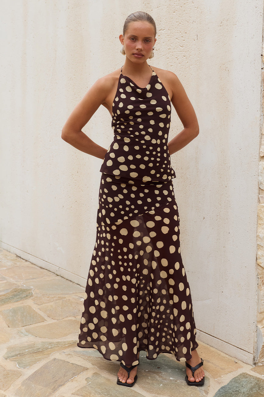 DOLORIS LOW WAIST MAXI SKIRT - SALMA SPOTS