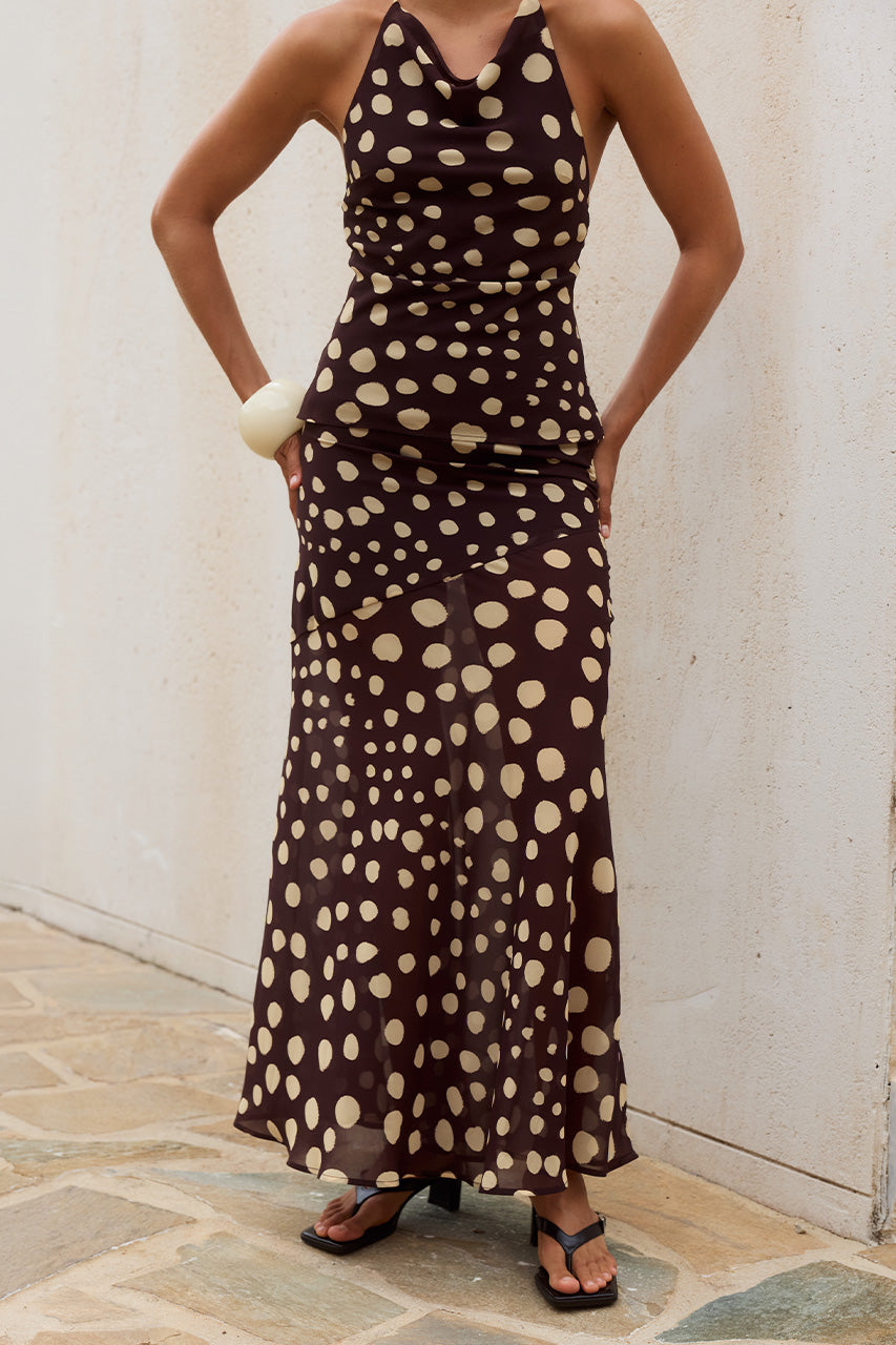 DOLORIS LOW WAIST MAXI SKIRT - SALMA SPOTS