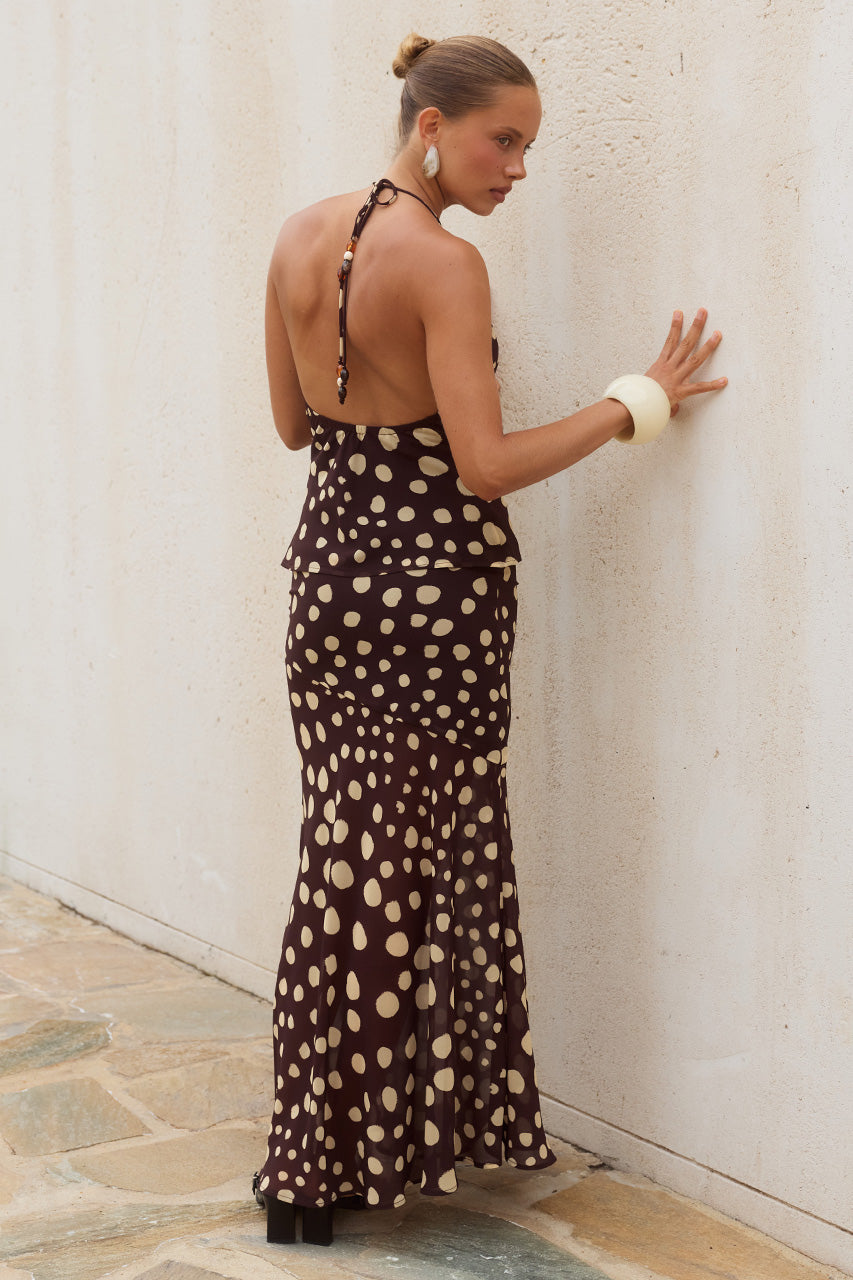 DOLORIS LOW WAIST MAXI SKIRT - SALMA SPOTS