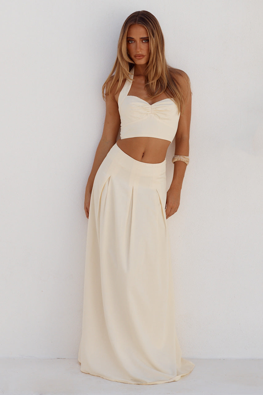 ADA PLEATED A-LINE SKIRT - BUTTER